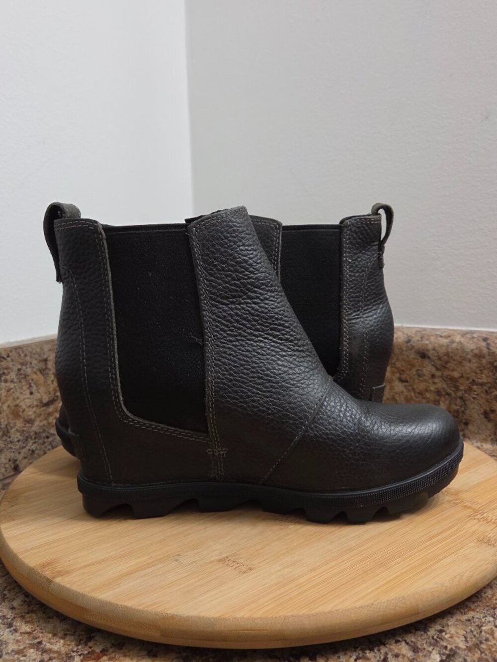 Sorel Joan Of Artic 2 Womens Black Leather Wedge Waterproof Ankle Boots Size 7.5 - Picture 7 of 10